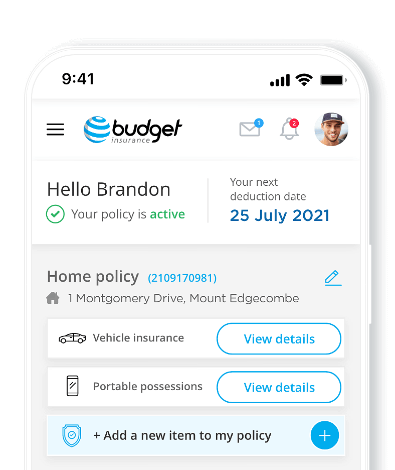 Cellphone with the Budget Insurance Login dashboard - budget phone dashboard screen