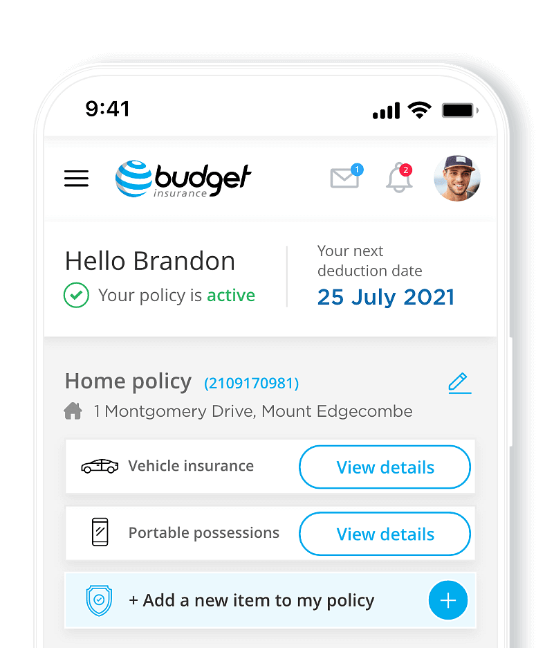 Cellphone with the Budget Insurance Login dashboard