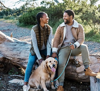 couple with a dog